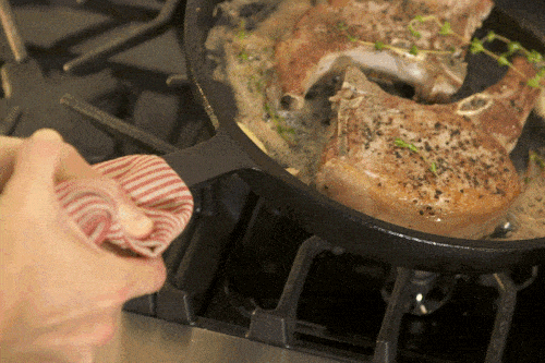 French Onion Pork Chops with Melted Gruyere